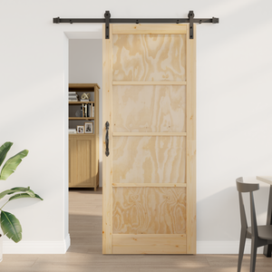 Porta Scorrevole  con Set di Ferramenta 86x211 cm Legno Massello Pino