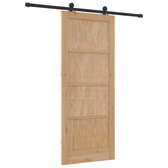 Porta scorrevole  con kit hardware 83x202 cm in legno massello di pino