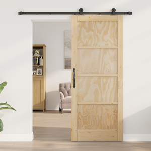 Porta scorrevole  con kit hardware 83x202 cm in legno massello di pino