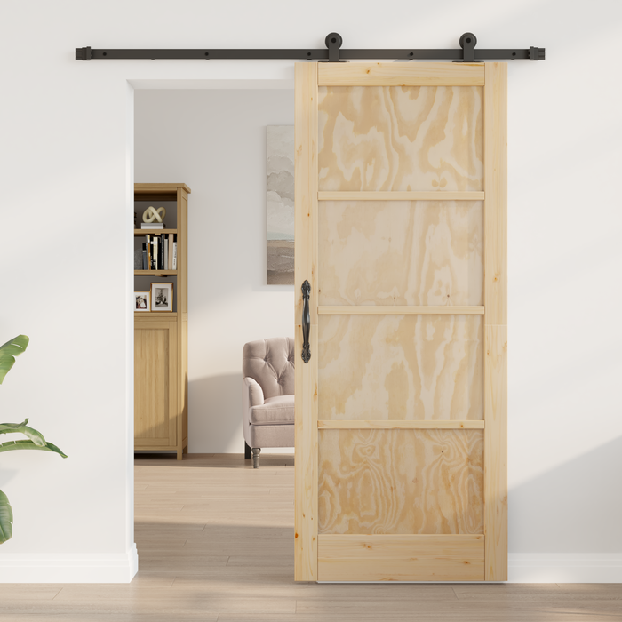 Porta scorrevole  con kit hardware 83x202 cm in legno massello di pino
