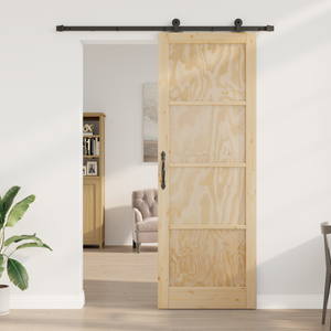 Porta scorrevole con set di hardware 83x232 cm in legno massello di pino