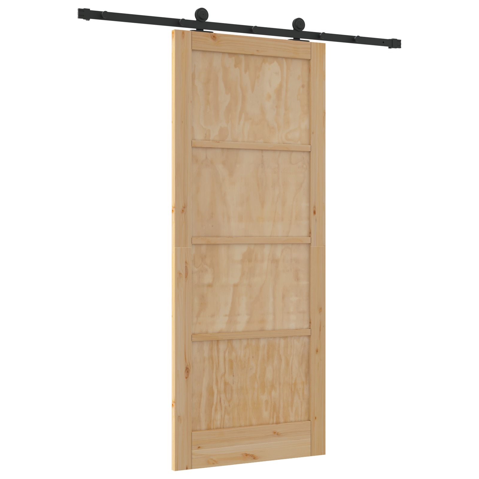 Porta Scorrevole  con Set di Ferramenta 86x211 cm Legno Massello di Pino