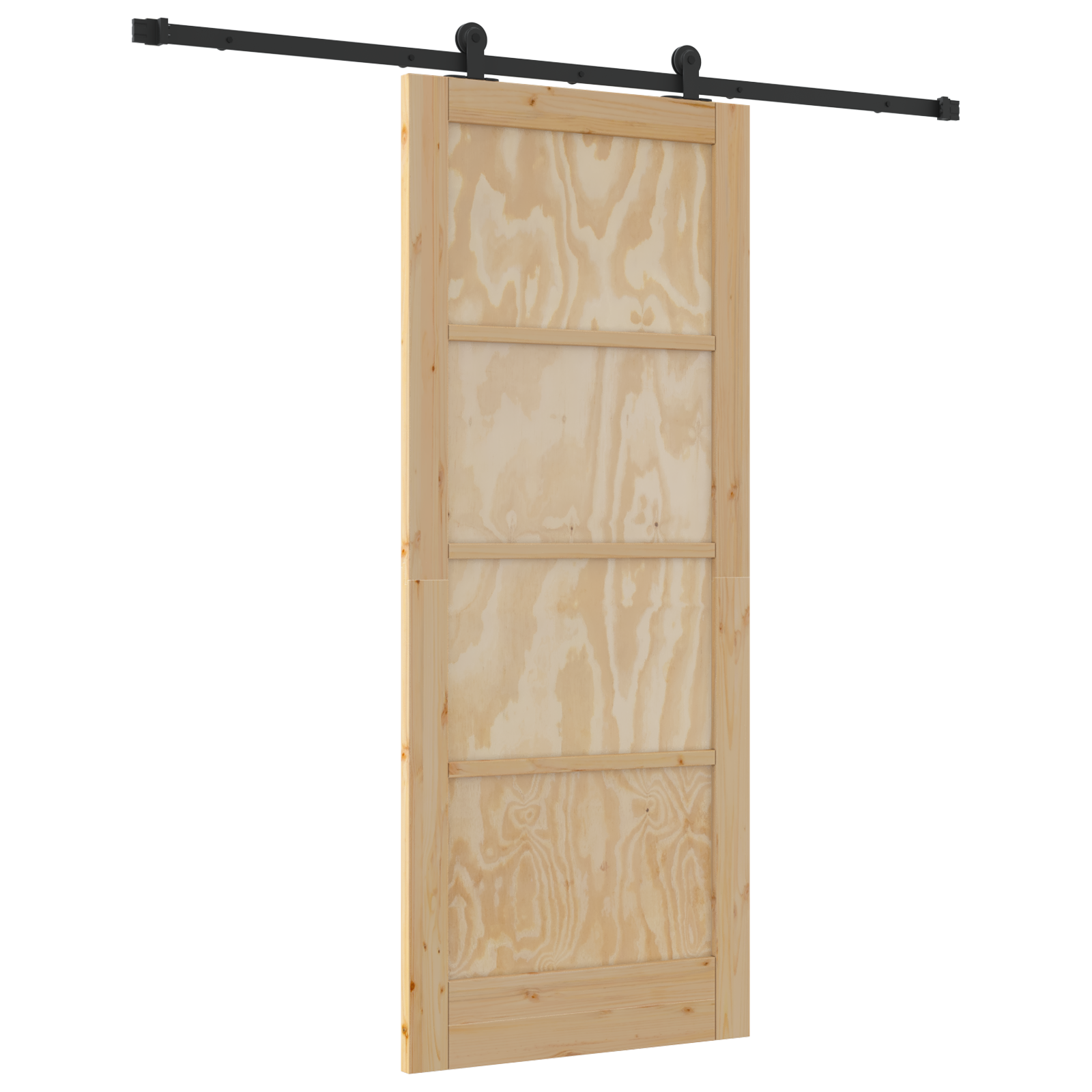 Porta scorrevole con set di hardware 83x202 cm in legno massello di pino