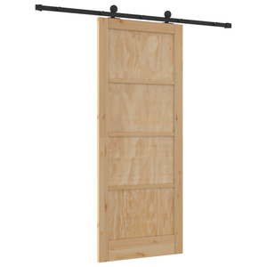 Porta scorrevole  con set hardware 86x211 cm in legno massello pino