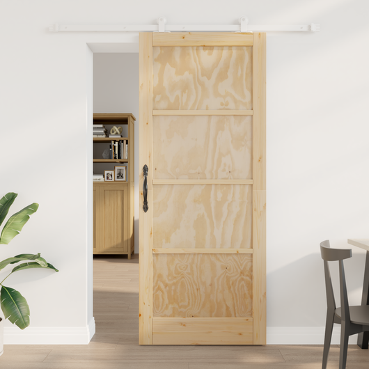 Porta scorrevole  con set di accessori 86x211 cm in legno massello di pino