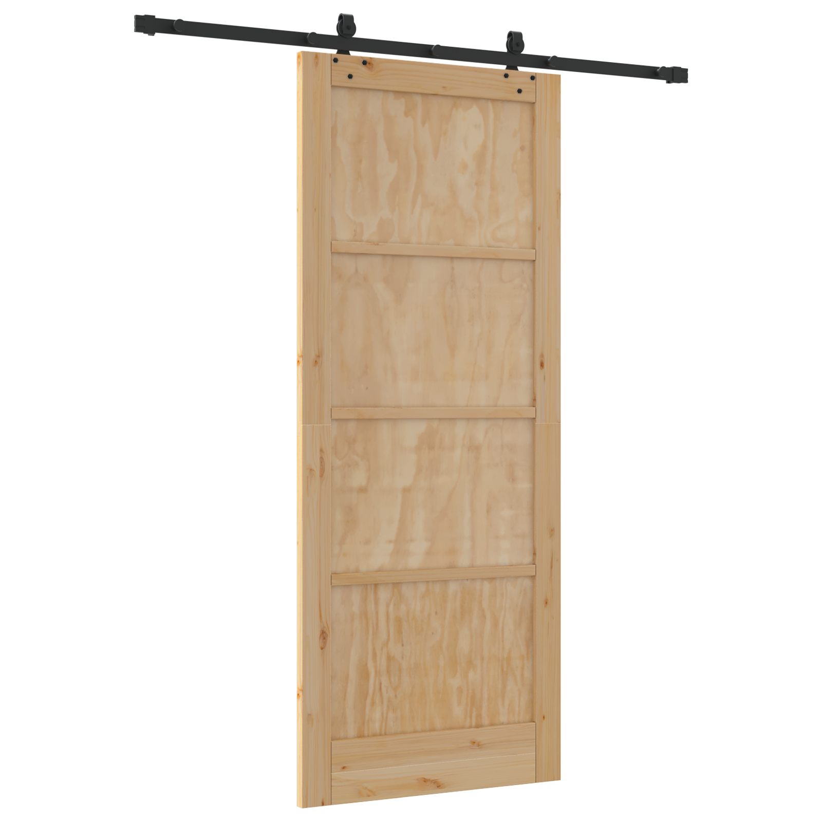 Porta Scorrevole  con Set di Accessori 86x211 cm in Legno Massello di Pino