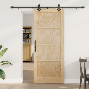 Porta scorrevole  con set hardware 83x202 cm in legno massello di pino