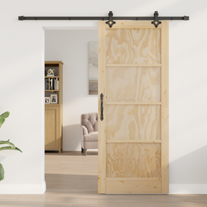 Porta scorrevole  con set hardware 83x202 cm in legno massello di pino