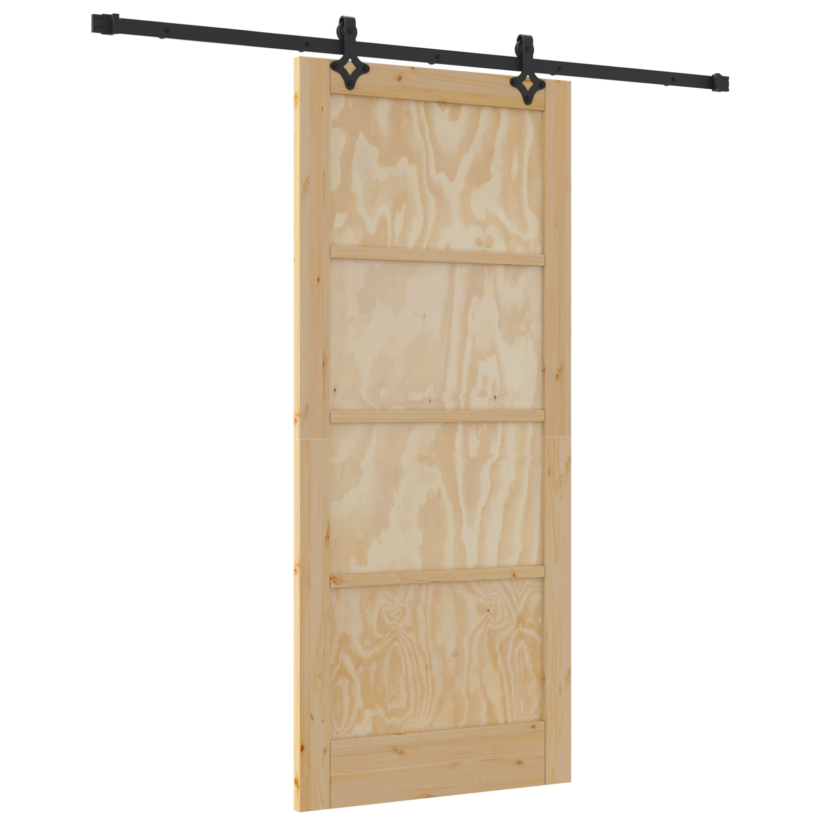 Porta Scorrevole  con Set di Ferramenta 86x198.5 cm Legno Massello di Pino