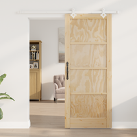 Porta scorrevole  con kit di hardware 83x202 cm Legno Massello di Pino