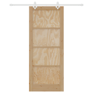 Porta Scorrevole  con Set di Accessori 86x211 cm Legno Massello di Pino