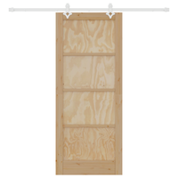 Porta Scorrevole  con Set Hardware 83x202 cm Legno di Pino Massiccio