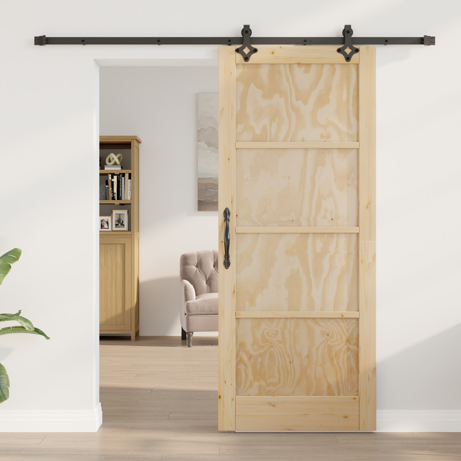 porta scorrevole  con Set di Hardware 'ORKDAL'in Legno Massello di Pino