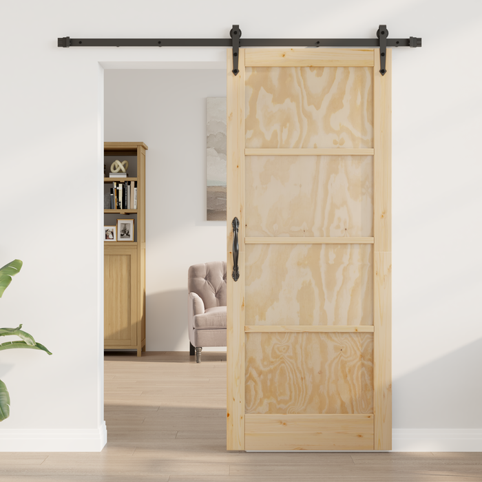 Porta scorrevole  con set hardware 83x202 cm Legno massiccio in pino