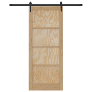 Porta Scorrevole  con Set Ferramenta 86x211 cm Legno Solido Pino