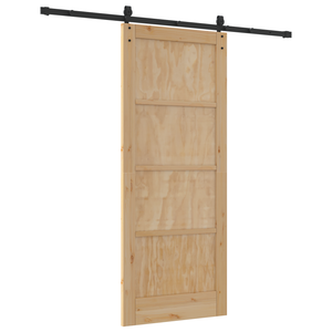 Porta scorrevole  con Set di Hardware 83x202 cm Legno Massiccio di Pino