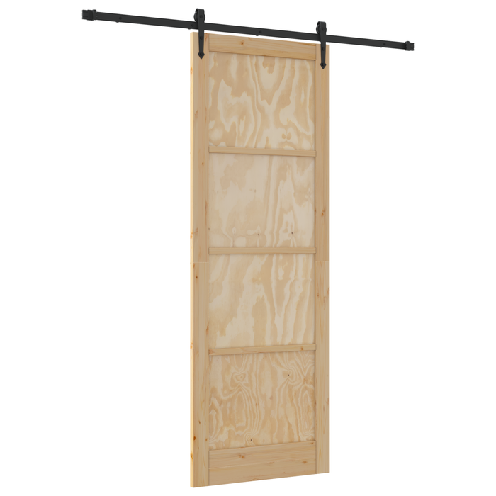 Porta Scorrevole  con Set di Hardware 83x232 cm Legno Massello di Pino
