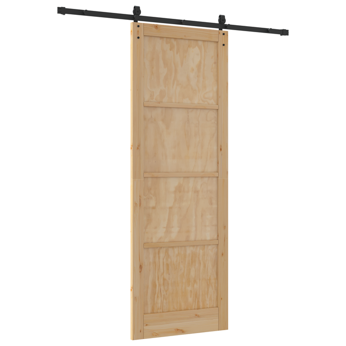 Porta Scorrevole  con Set di Hardware 83x232 cm Legno Massello di Pino