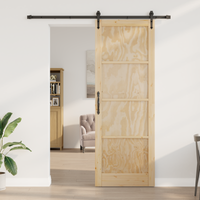 Porta Scorrevole  con Set di Hardware 83x232 cm Legno Massello di Pino