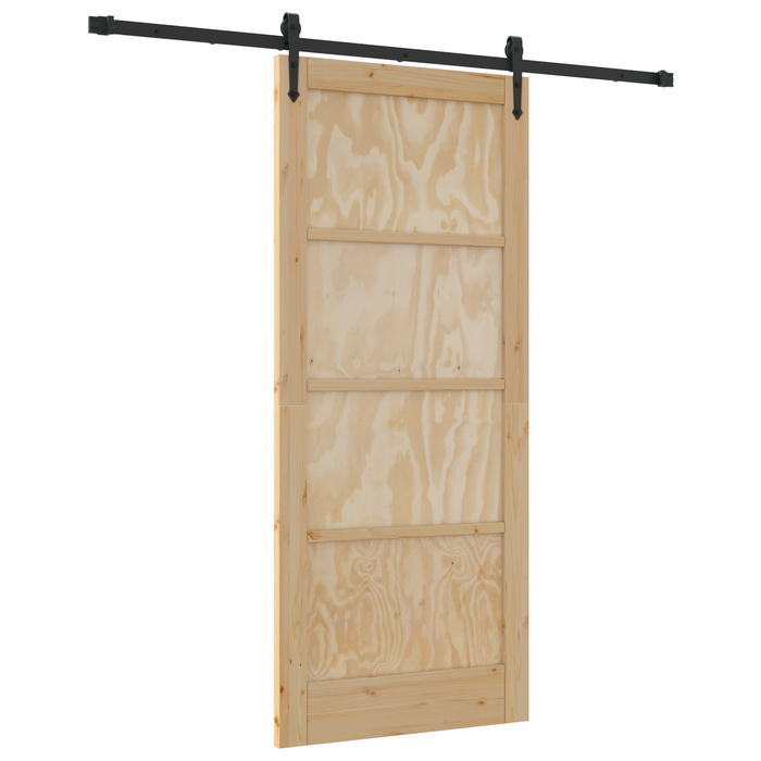 Porta Scorrevole  con Set di Ferramenta 86x198.5 cm in Legno Massello di Pino