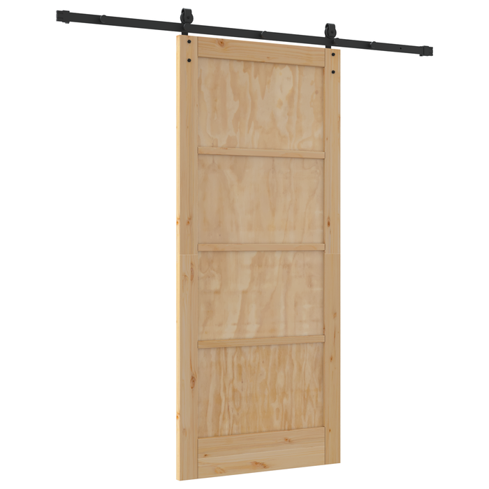 Porta Scorrevole  con Set di Ferramenta 86x198.5 cm in Legno Massello di Pino