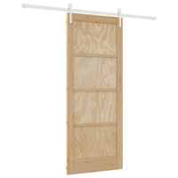 Porta Scorrevole  con Set di Accessori 83x202 cm Legno Massello Pino