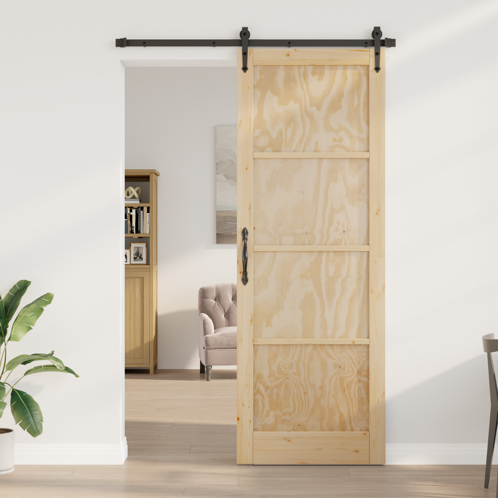 Porta Scorrevole con Set di Accessori 'ORKDAL'Legno Massello di Pino