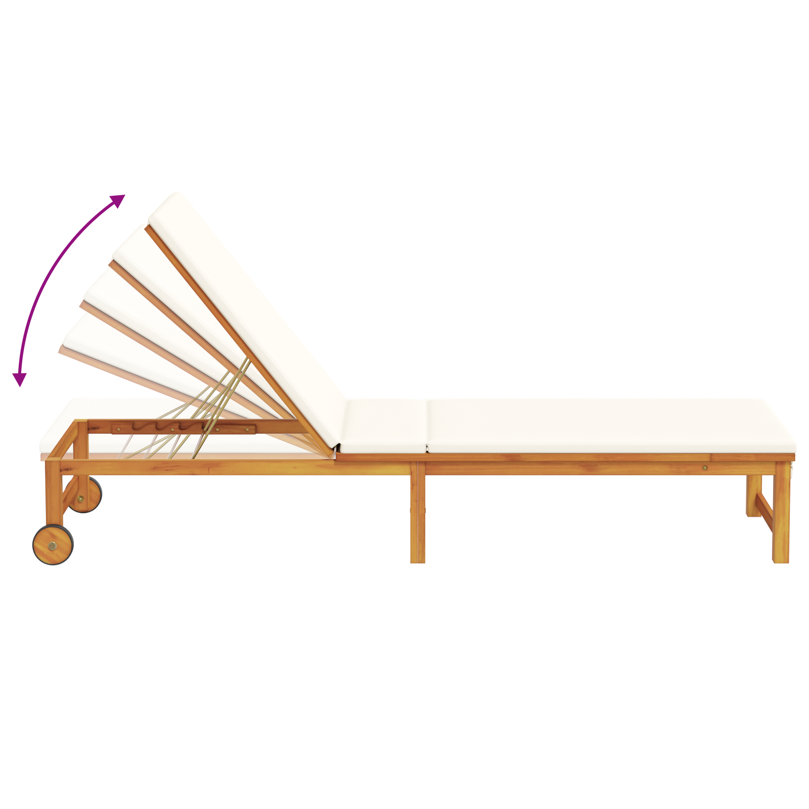Lettini prendisole 2 pcs con cuscini in legno massello di acacia
