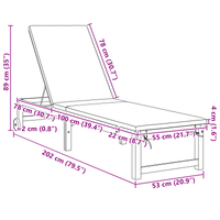Lettini prendisole 2 pcs con cuscini in legno massello di acacia
