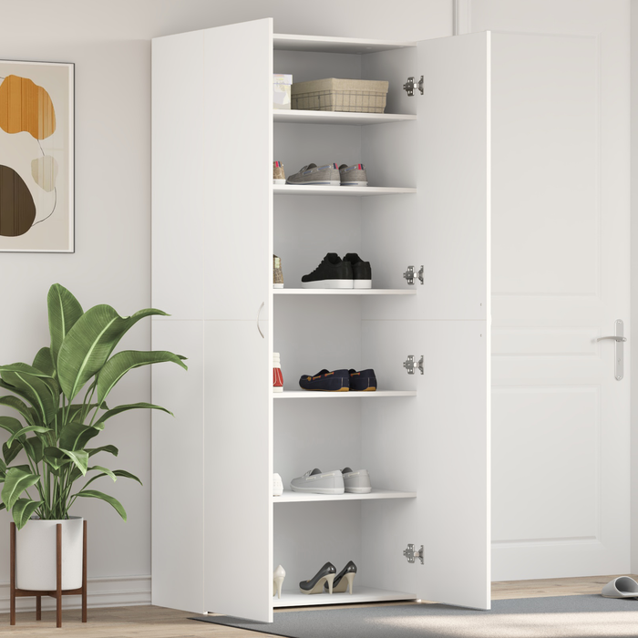Mobile per Scarpe Bianco 80x35.5x180 cm Legno Ingegnerizzato