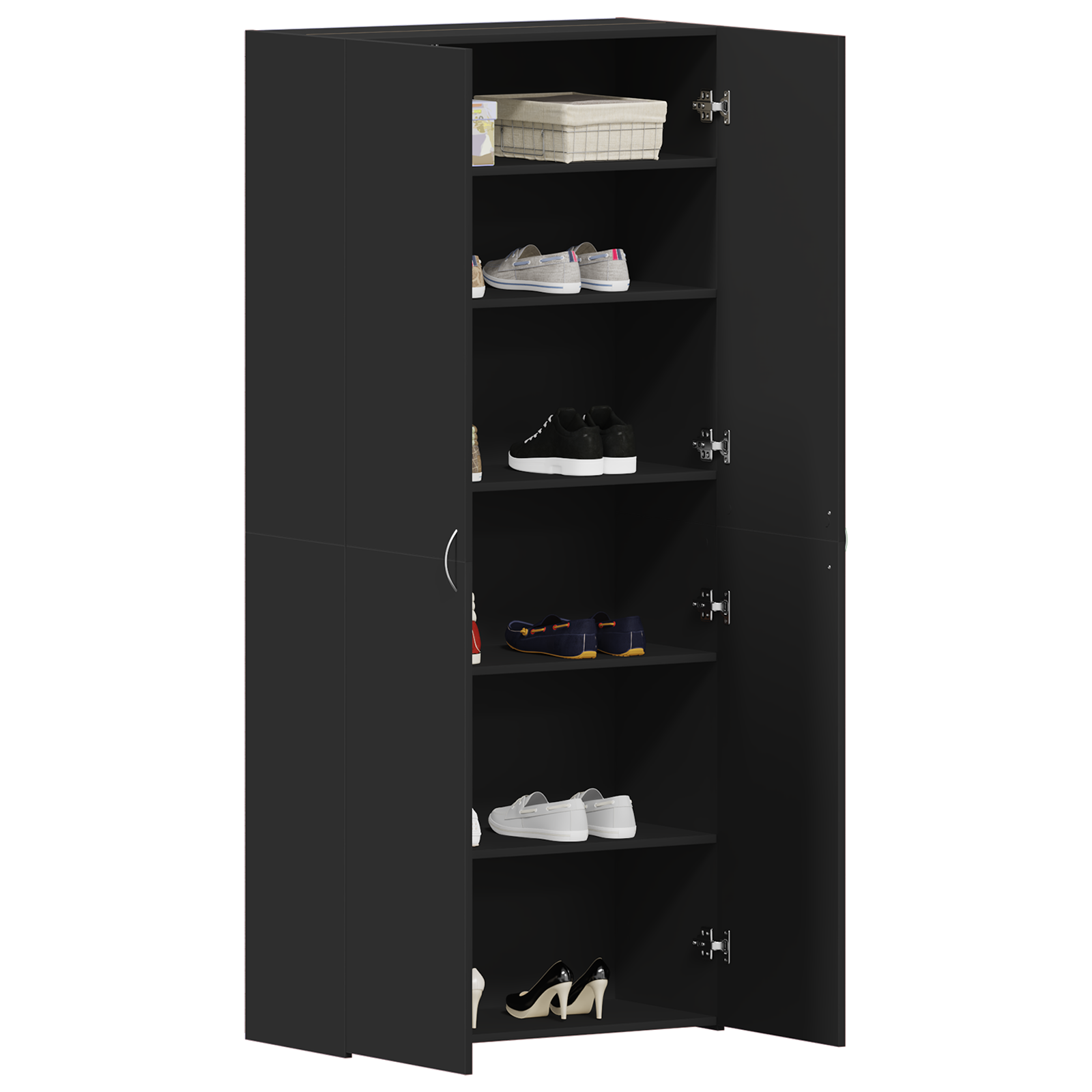 Mobile per scarpe Nero 80x35,5x180 cm in Legno Ingengnerizzato