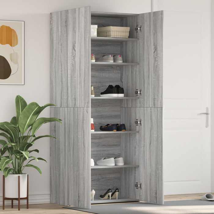 Mobile per scarpe Grigio Sonoma 80x35,5x180 cm Legno ingegnerizzato