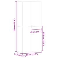Cabinet per scarpe Marrone Rovere 80x35,5x180 cm Legno ingegnerizzato