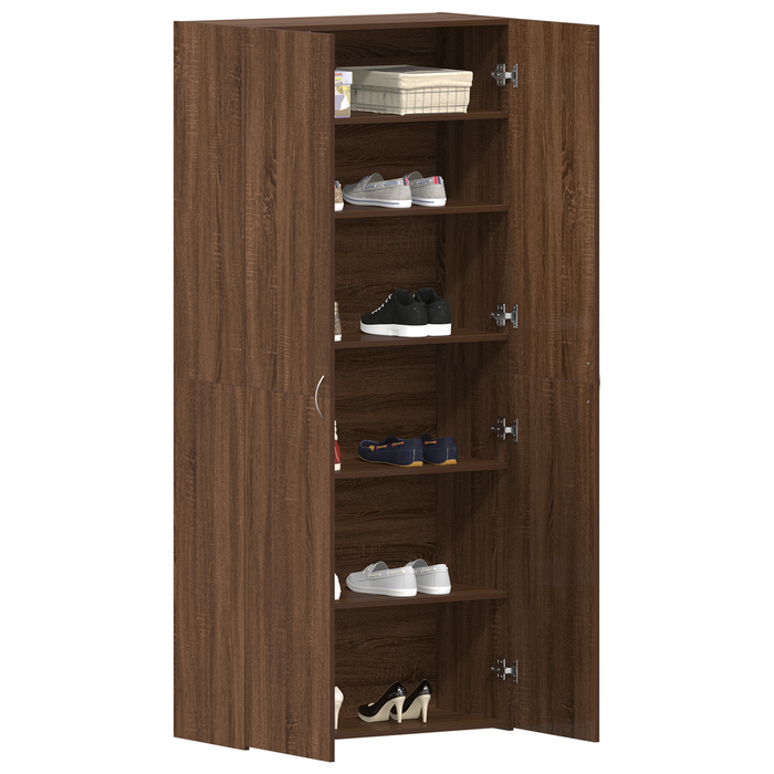 Cabinet per scarpe Marrone Rovere 80x35,5x180 cm Legno ingegnerizzato