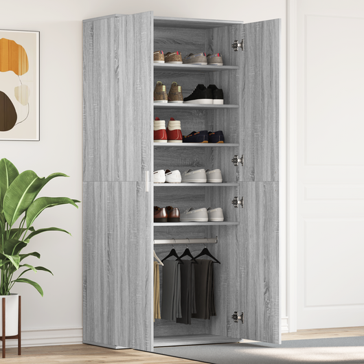 Armadio per Scarpe Grigio Sonoma 80x39x180 cm Legno ingegnerizzato