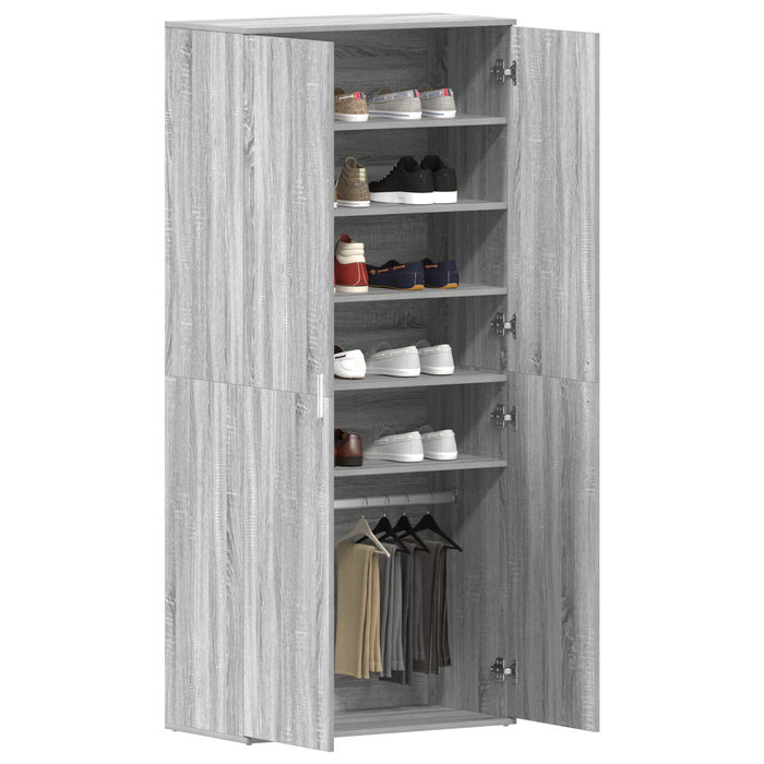 Armadio per Scarpe Grigio Sonoma 80x39x180 cm Legno ingegnerizzato