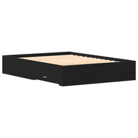Struttura Letto con Cassetti Rovere Nero Legno ingegnerizzato