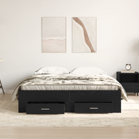 Struttura Letto con Cassetti Rovere Nero Legno ingegnerizzato