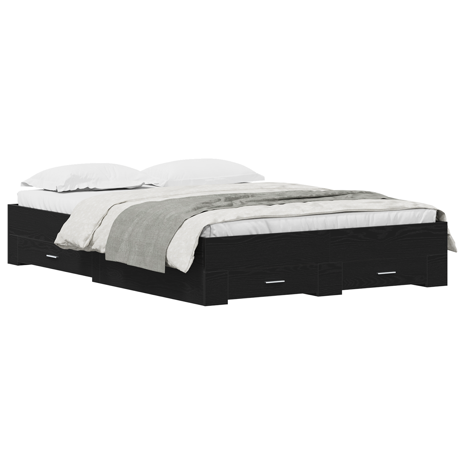 Struttura Letto con Cassetti Rovere Nero Legno ingegnerizzato