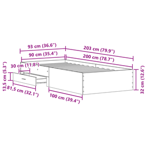 Struttura Letto Artisan Rovere 90x200 cm Legno Ingegnerizzato