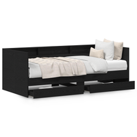 Daybed in Rovere Nero con Cassetti Rovere Nero Legno ingegnerizzato