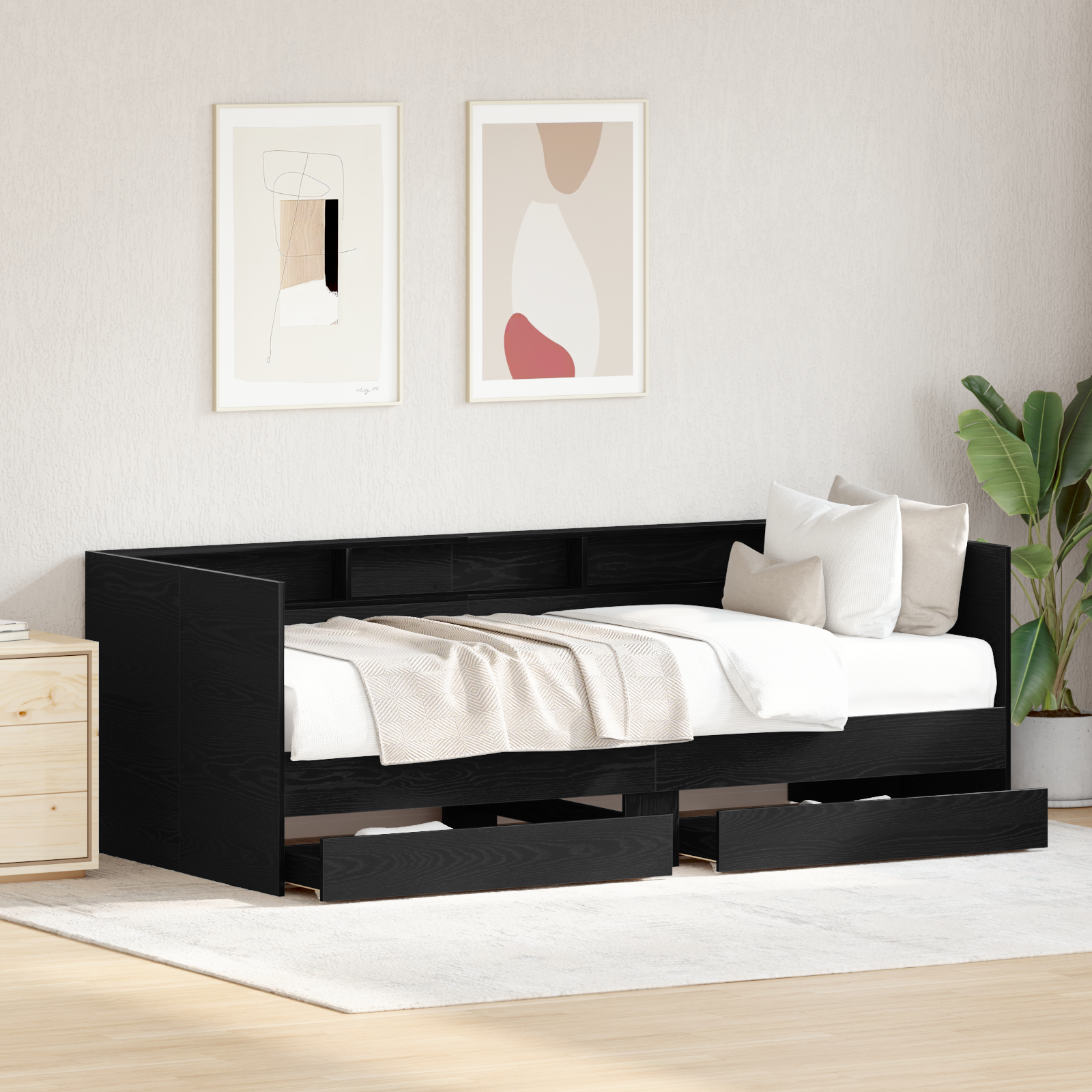 Daybed con cassetti in quercia nera Quercia nera Legno ingegnerizzato