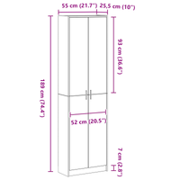 Armadio Legno Vecchio 55x25x189 cm Legno Ingegnerizzato