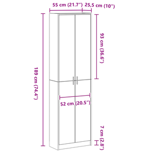 Armadio Legno Vecchio 55x25x189 cm Legno Ingegnerizzato