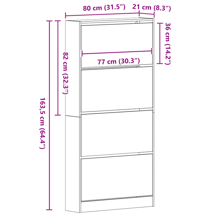 Armadio per Scarpe Legno invecchiato Legno ingegnerizzato