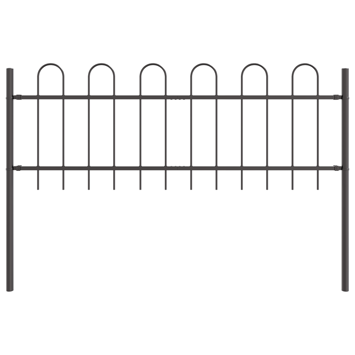 Recinzione da Giardino  Grigia con Parte Superiore ad Arco 3,4x0,6 m in Acciaio