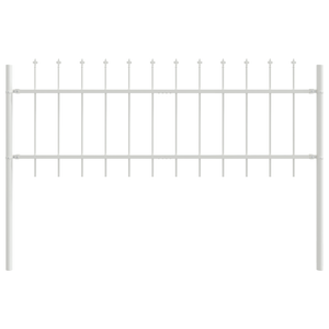 Recinzione da Giardino  con Punta a Lancia Bianca 3,4x0,6 m in Acciaio