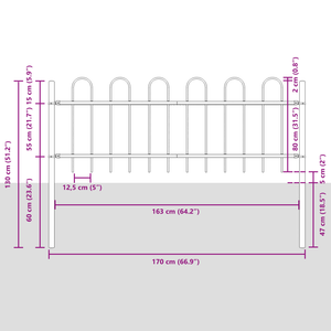 Recinzione da Giardino  con Parte Superiore a Cerchi Bianca 3,4x0,8 m in Acciaio
