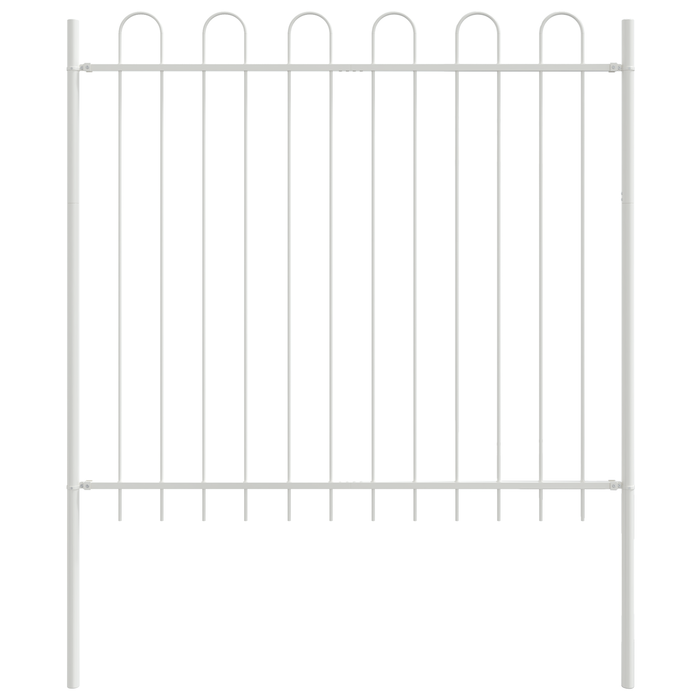 Recinzione da Giardino con Parte Superiore ad Arco Bianca 3,4x1,5 m in Acciaio