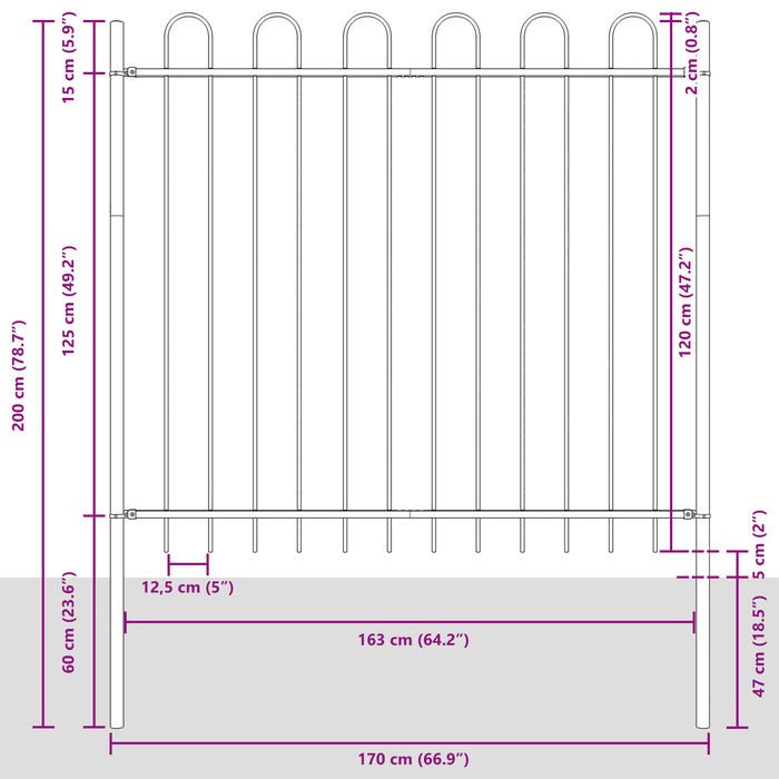 Recinzione da Giardino con Parte Superiore ad Arco Bianca 3,4x1,5 m in Acciaio